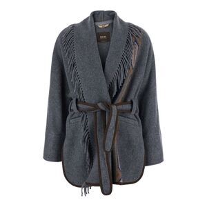Bazar Deluxe Women Navajo Coat With Fringes In Gray For Women